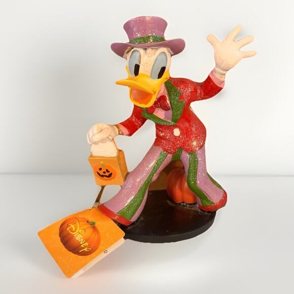 Disney Donald Duck Halloween Figurine Trick or Treat Pumpkin Decor Glitter NWT - Picture 1 of 6